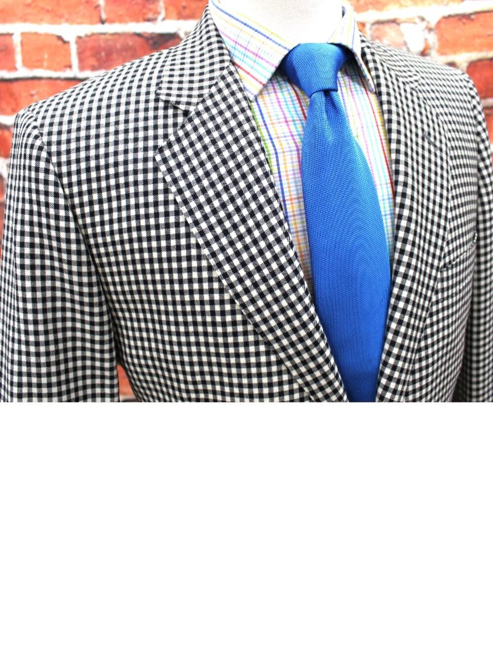 40 SHORT- BARONI WOOL/SILK BLEND GINGHAM PLAID BLACK & WHITE SPORT COAT